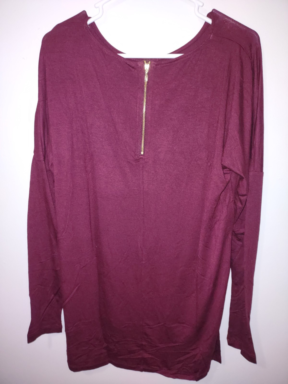 Zenana Outfitters LONG Tunic Knit Top Tee Round Hem Relaxed Women’s L