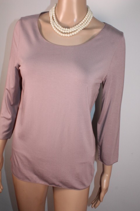 PETER HAHN MOCHA 3/4 SLEEVE SUPER SOFT T SHIRT TOP SIZE 12
