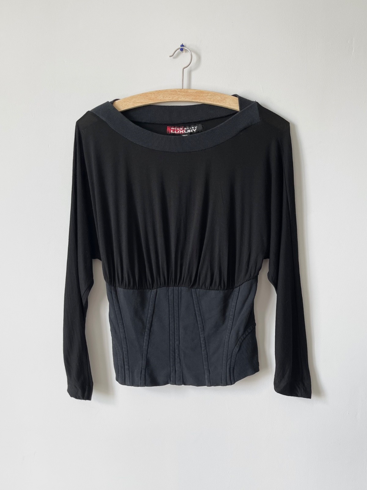 Rare Miss Sixty Luxury 00s Y2k Women’s Black Fitted Long Sleeve Top Shirt Size S