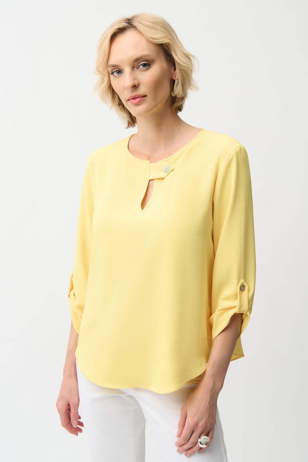 Joseph Ribkoff Keyhole Neck 3/4 Sleeves Boxy Top 261036