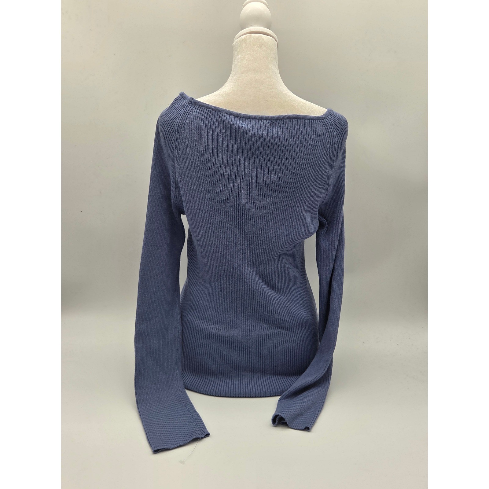 41 Hawthorn Women’s Medium Blue Ribbed Boat Neck Long Sleeve Sweater NWT