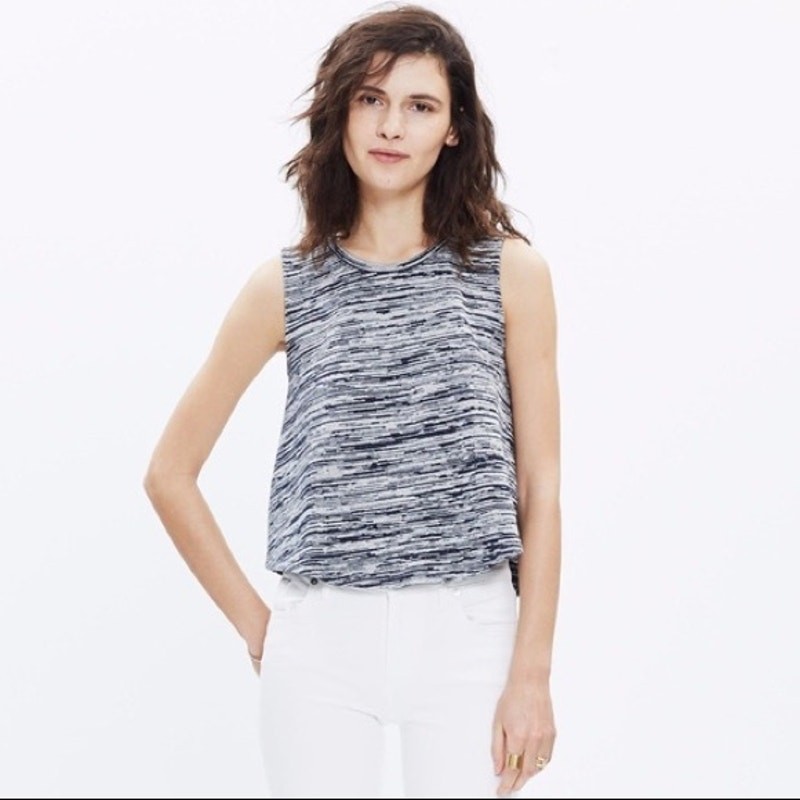 Madewell Marty Space Dye Gray Knit Sleeveless Tank M