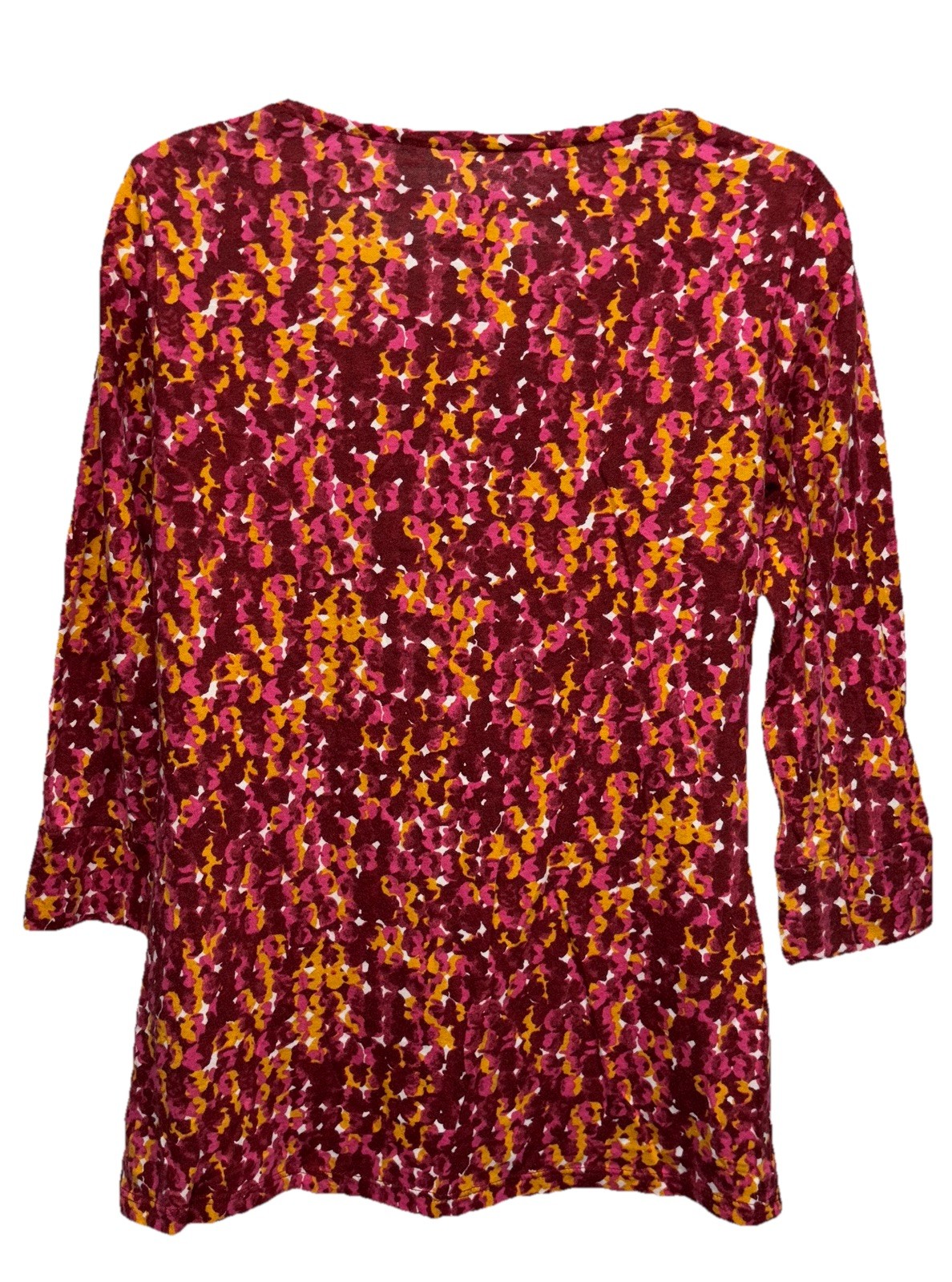 Merona Women Size M Pullover Cowl Neck 3/4 Sleeve Top Multicolor Floral Print