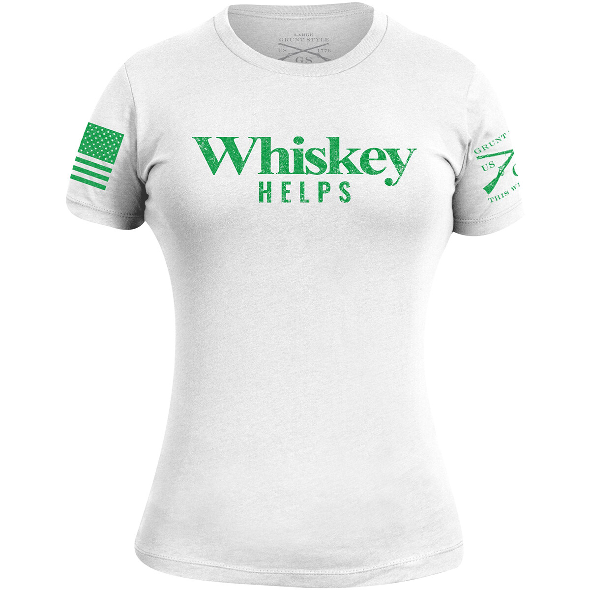 Grunt Style Women’s Whiskey Helps – St. Patrick’s Day Edition T-Shirt – White