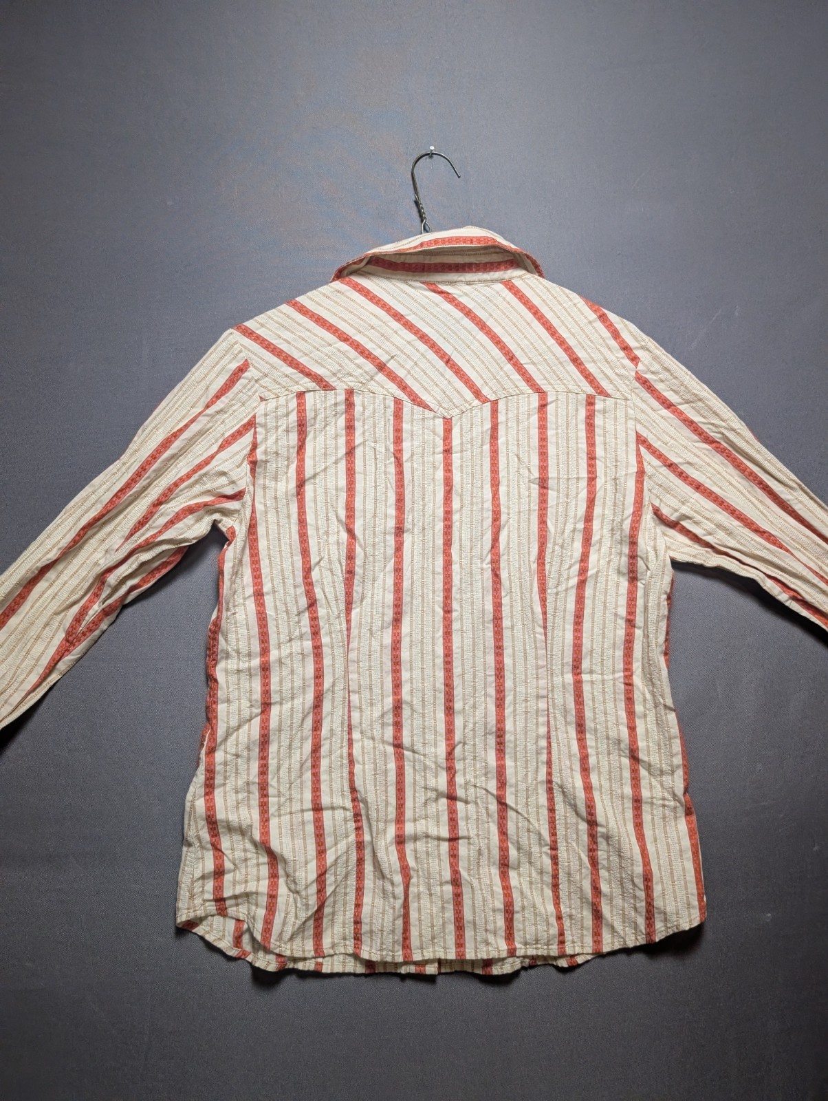 Pendleton Shirt Womens Small Beige Red Striped Long Sleeve Collared Snap Front