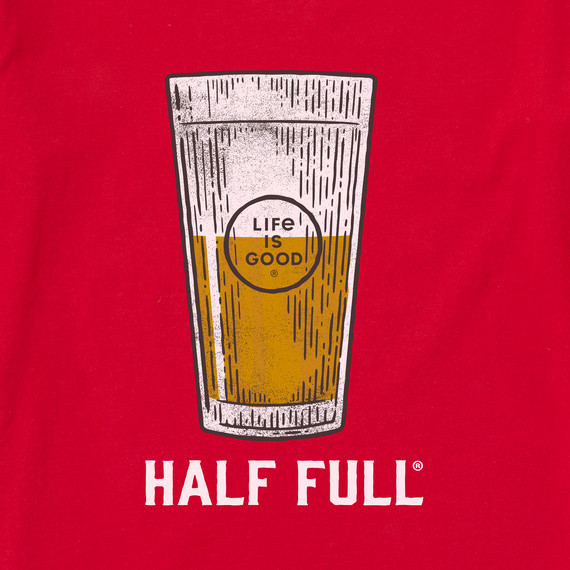 NWT Women’s Life is Good Half Full Beer Glass Red SS Crusher Tee