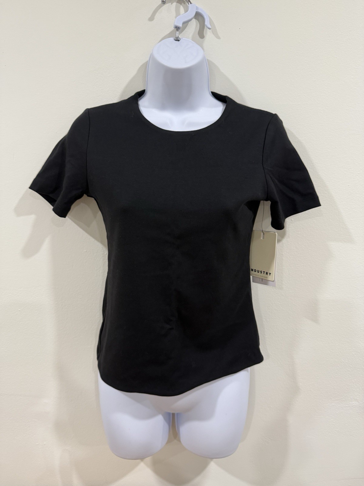 INDUSTRY NWT – SIZE SMALL – Black Short Sleeve Shirt- Modal Cotton Elastane