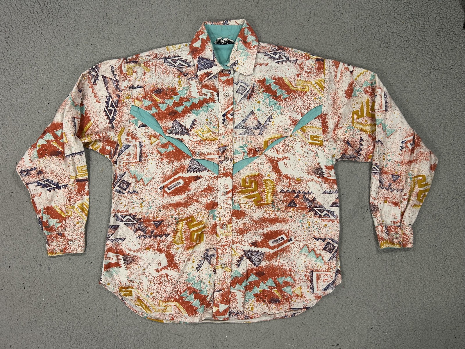 Vintage Mills Brothers Womens Large Western Shirt Southwestern Aztec Rodeo