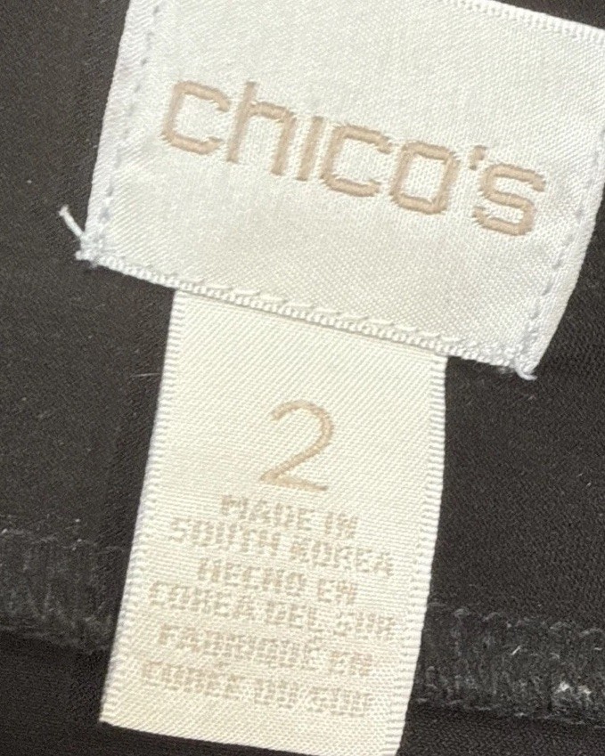 Chicos Women’s Renaissance Black Portrait Neck Tunic Top Style Large