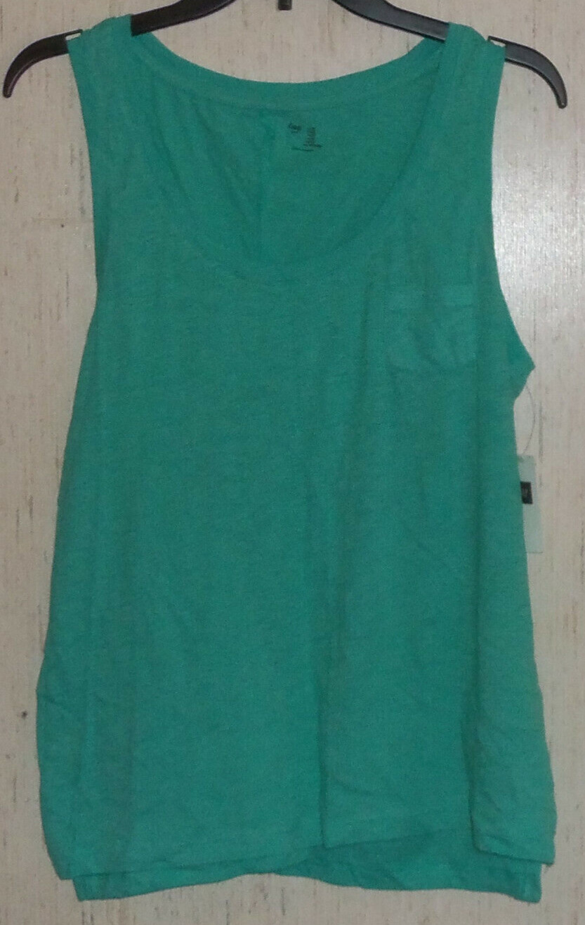 NWT WOMENS Gap “WATERFALL” SEA GREEN HEATHER KNIT POCKET TANK TOP SIZE M