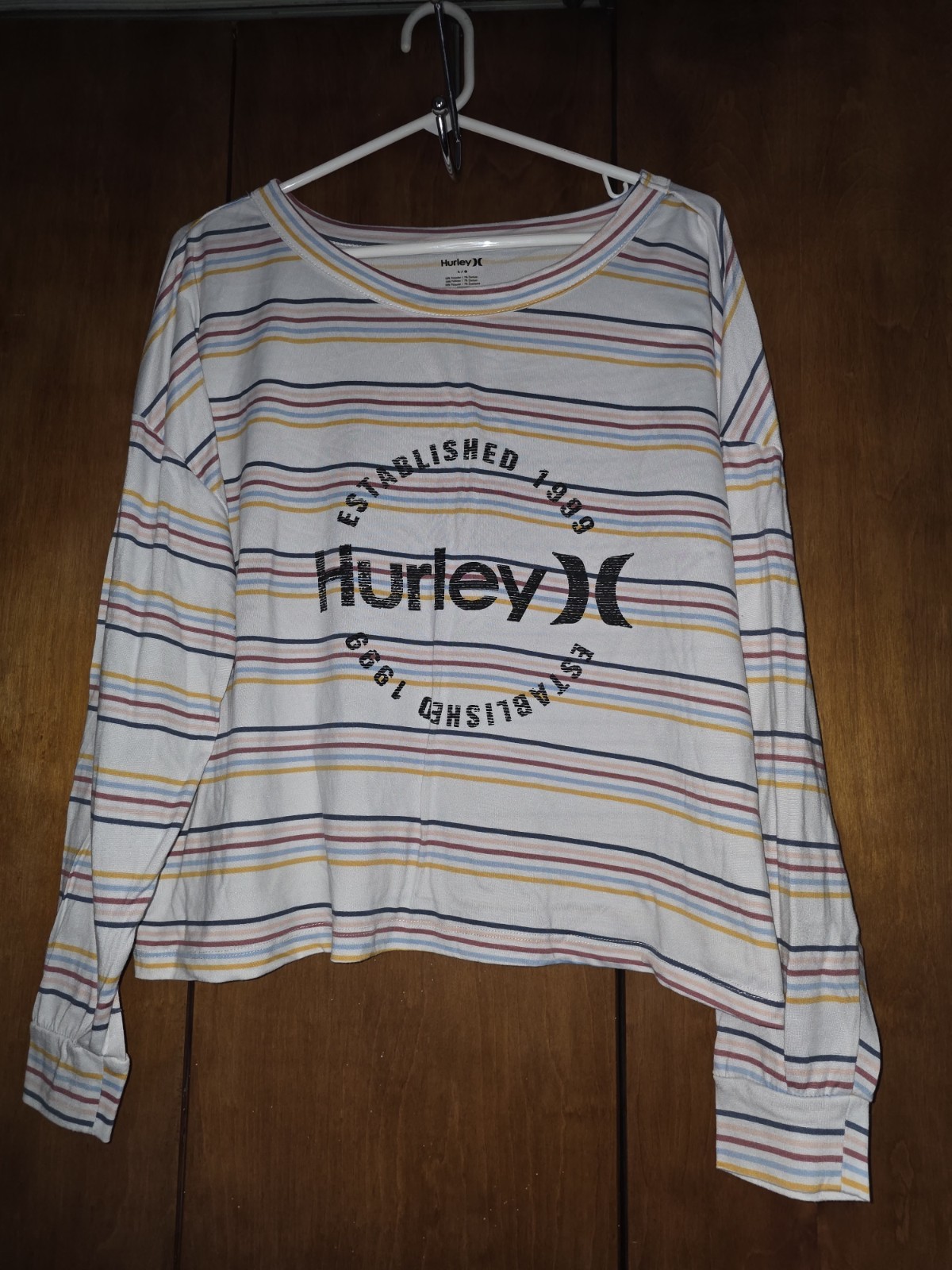 Hurley Ladies Stripe Long Sleeve Pullover Size Large