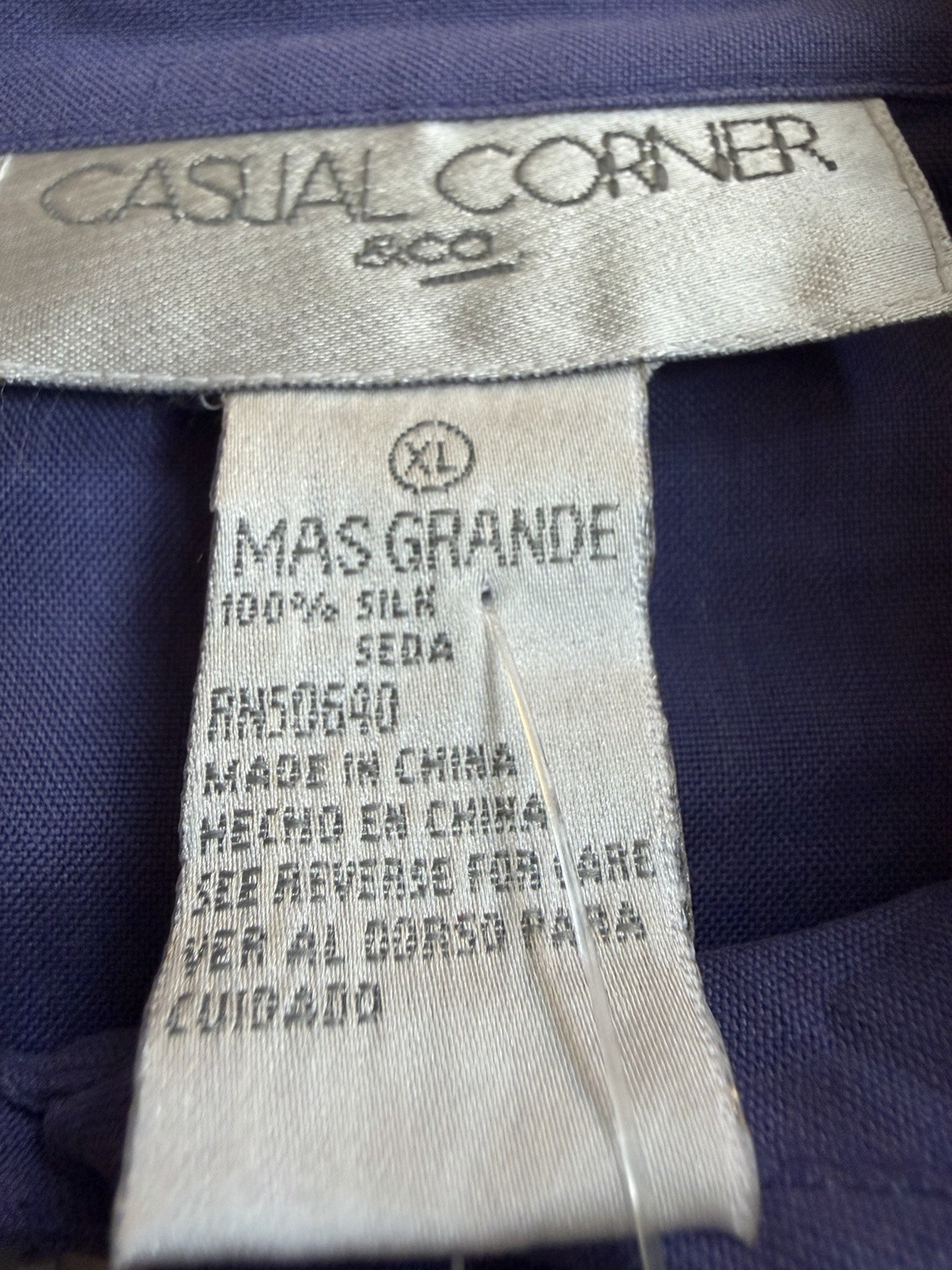 Casual Corner Long Sleeved Button Blouse Wedge Wood Blue Size XL New With Tags