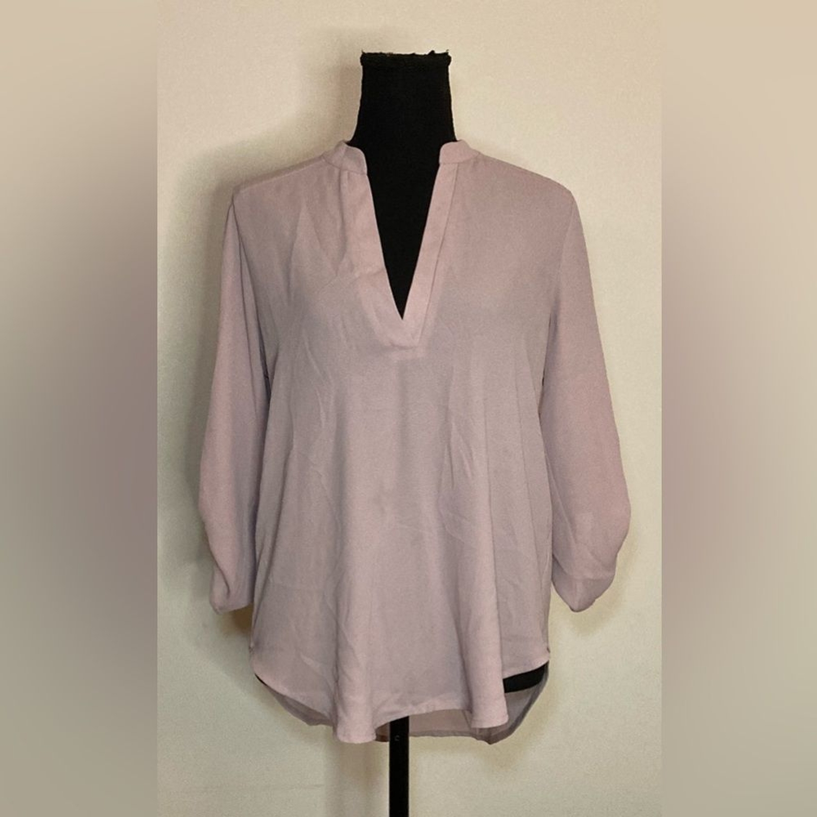 Lush Mauve Pink Roll Tab Sleeve V-Neck Tunic Blouse T7131-001 Womens Small