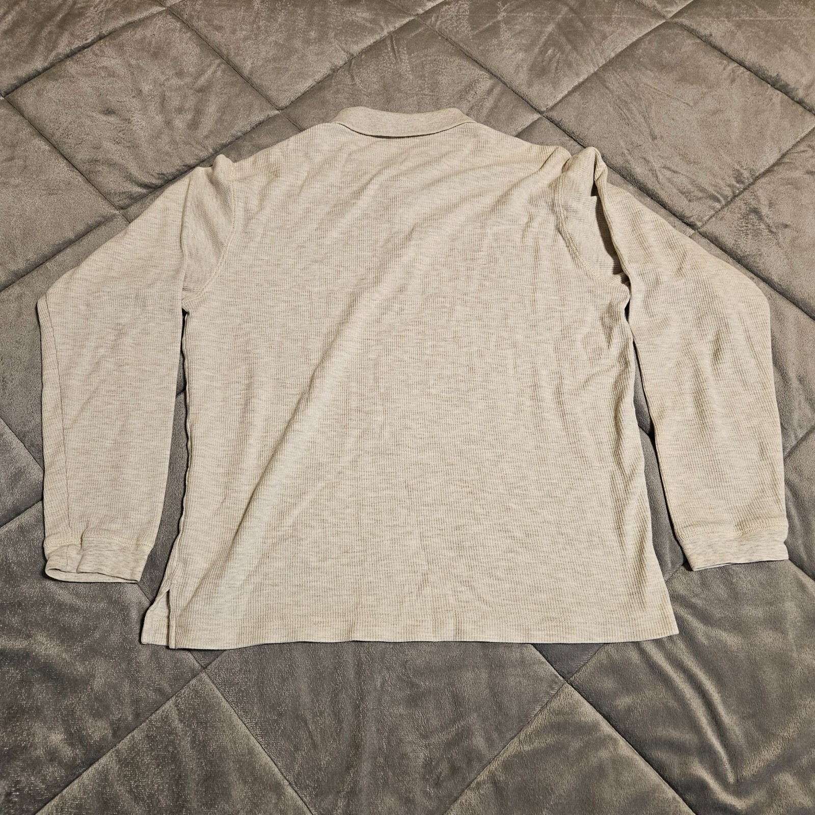 Old Navy Women’s Long-Sleeved Shirt – Small, Beige, Cotton Blend, Spread Collar