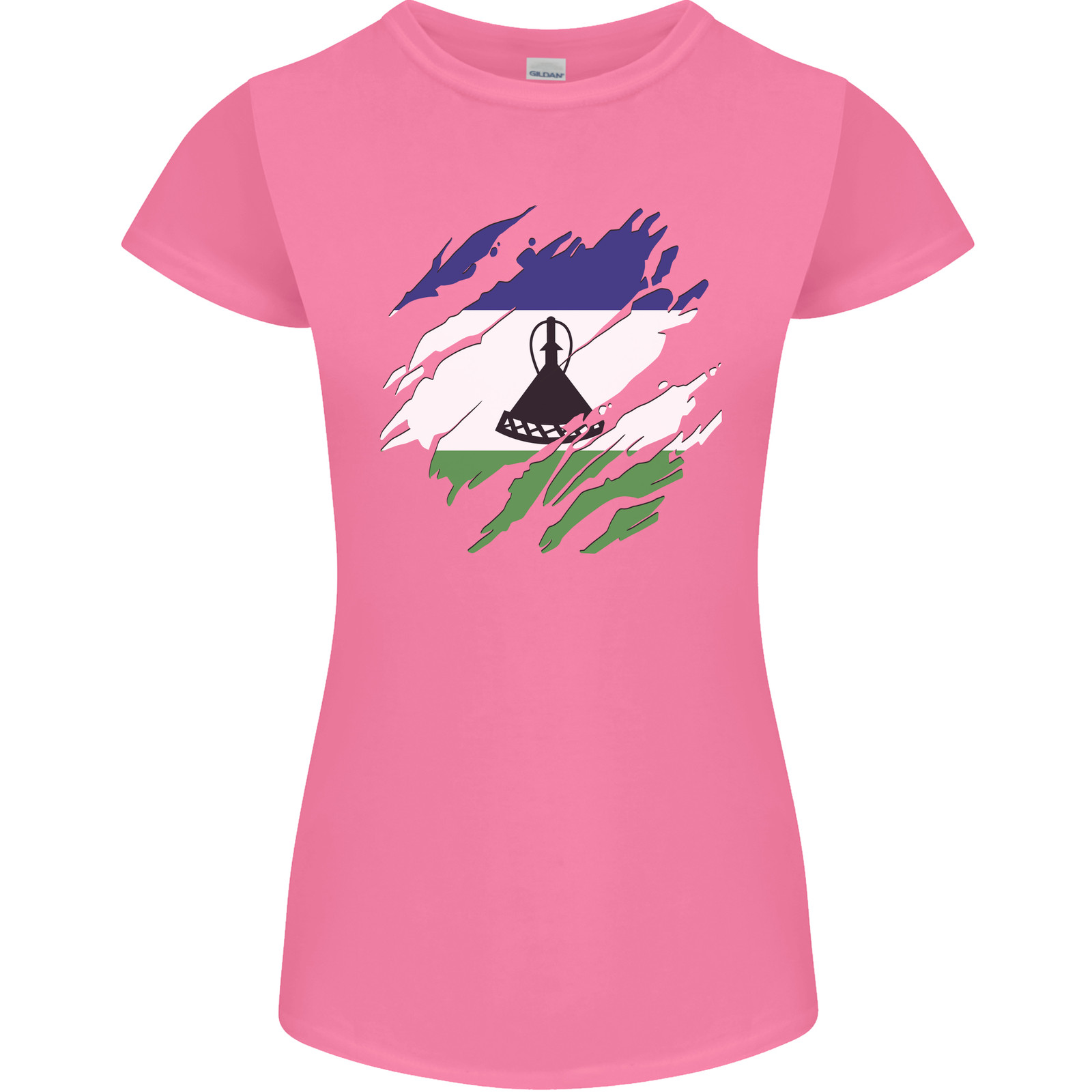 Torn Lesotho Flag Basotho Day Football Womens Petite Cut T-Shirt