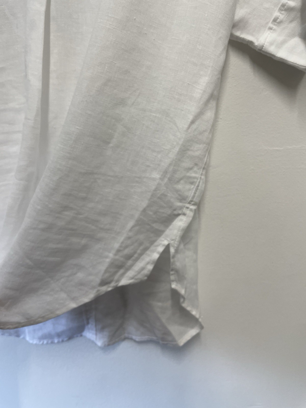 M&S 100% Linen Oversized Boxy Blouse Size 10 White Short Sleeve Holiday