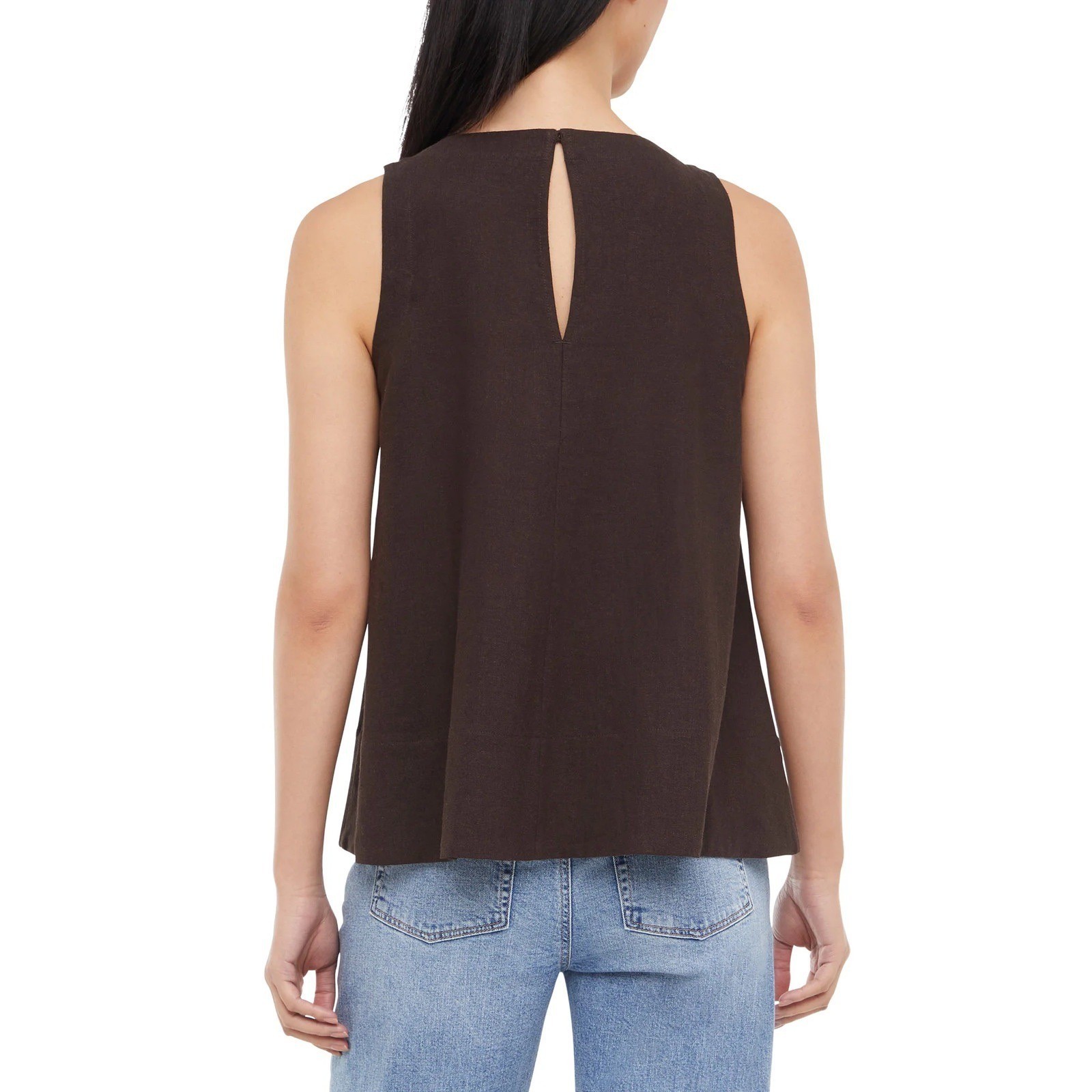 NWT Womens Banana Republic Espresso Brown Linen Blend Sleeveless top SZ M