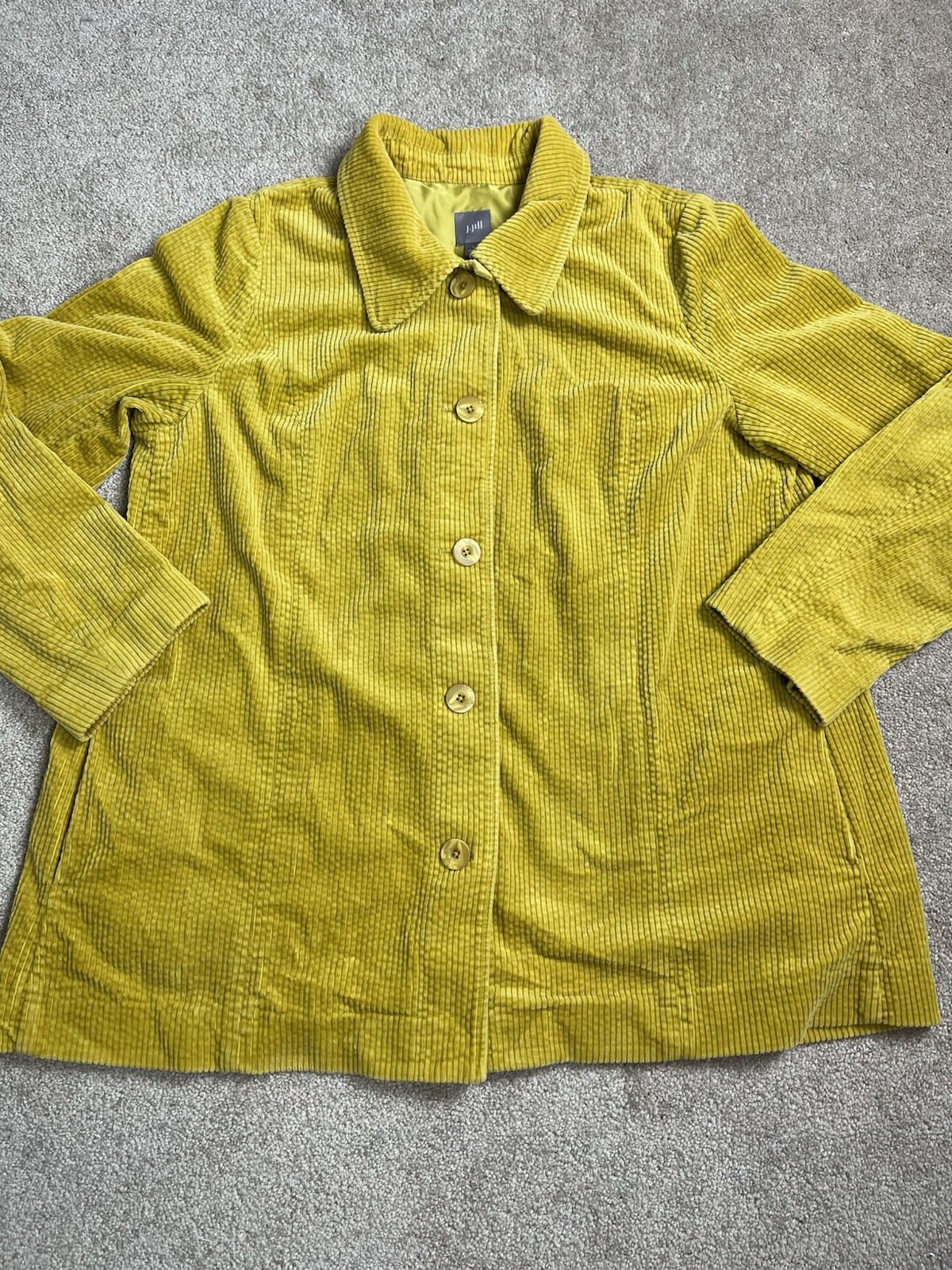 J Jill Shirt Jacket L Mustard Yellow Corduroy Shacket Pockets Button Front