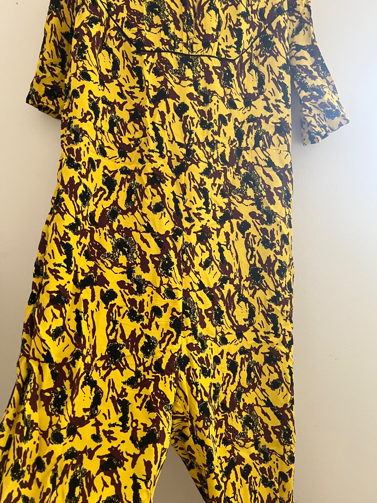 Marni Size 42 UK 14 All In One Drop Croch Playsuit Yellow With Print