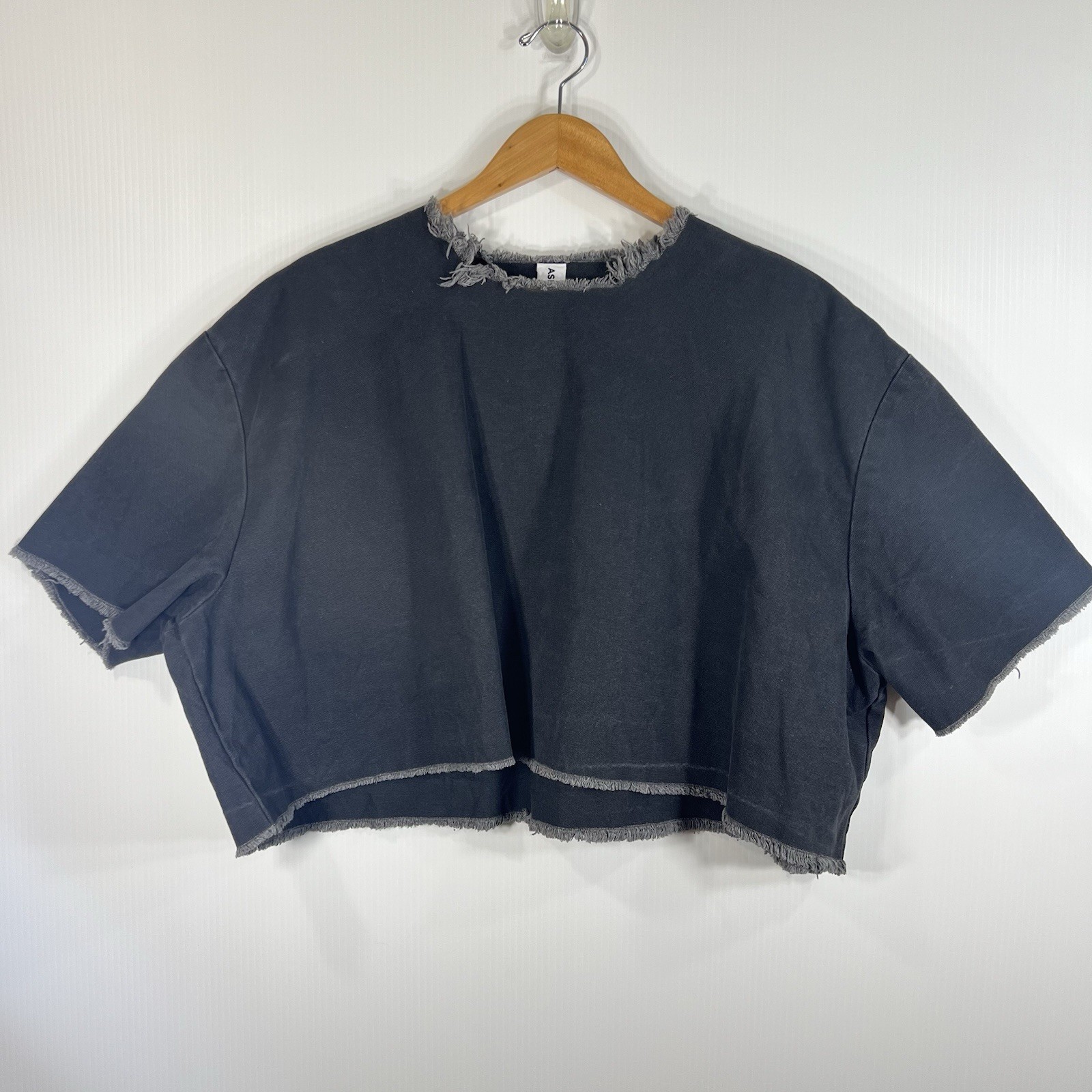 Ashley Rowe Oversized Boxy Top One Size Raw Edges Frayed Edgy Lagenlook Cotton