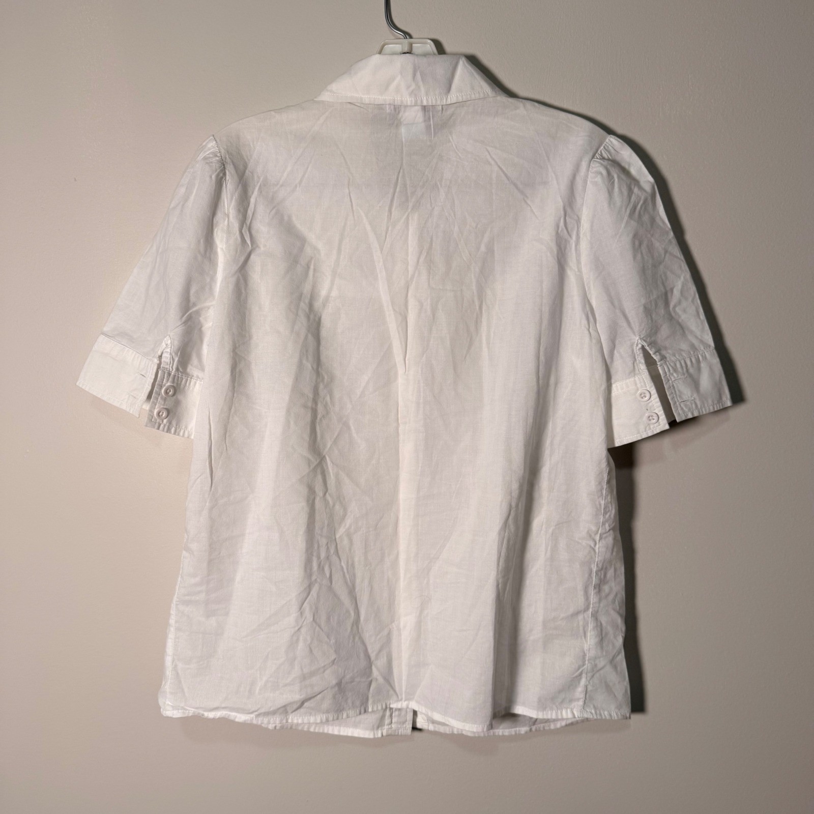 JH Collectibles White Cotton Smocked Button Down Blouse Peter Pan Collar Small