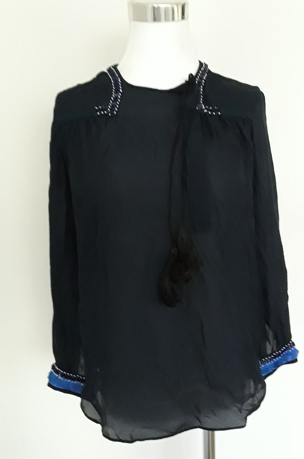 Derek Lam 10 Crosby Embellished Silk Blouse Midnight 2