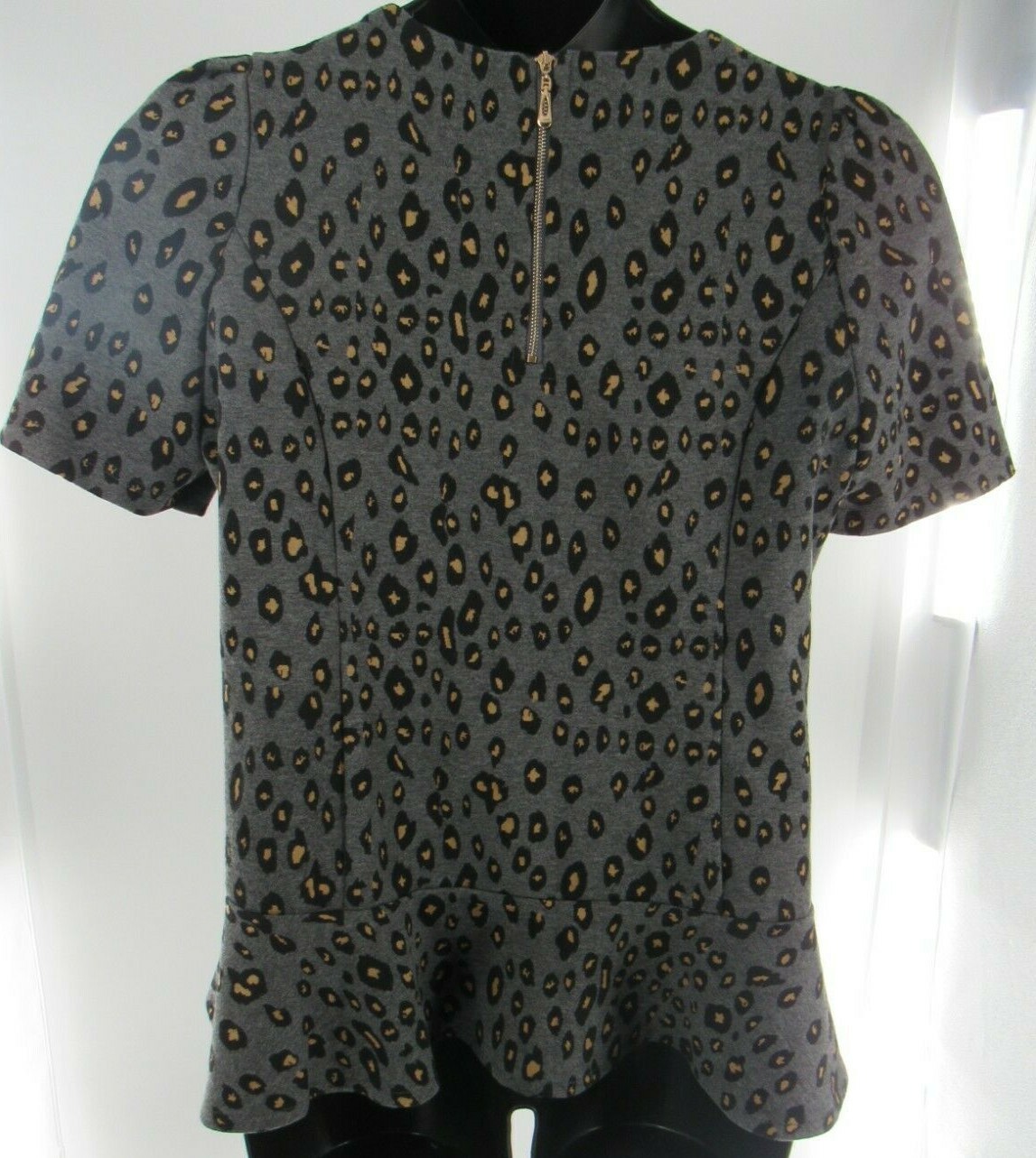 Jade Melody Tam Leopard Peplum Blouse Large Mob Wife Aesthetic Animal Print Y2K