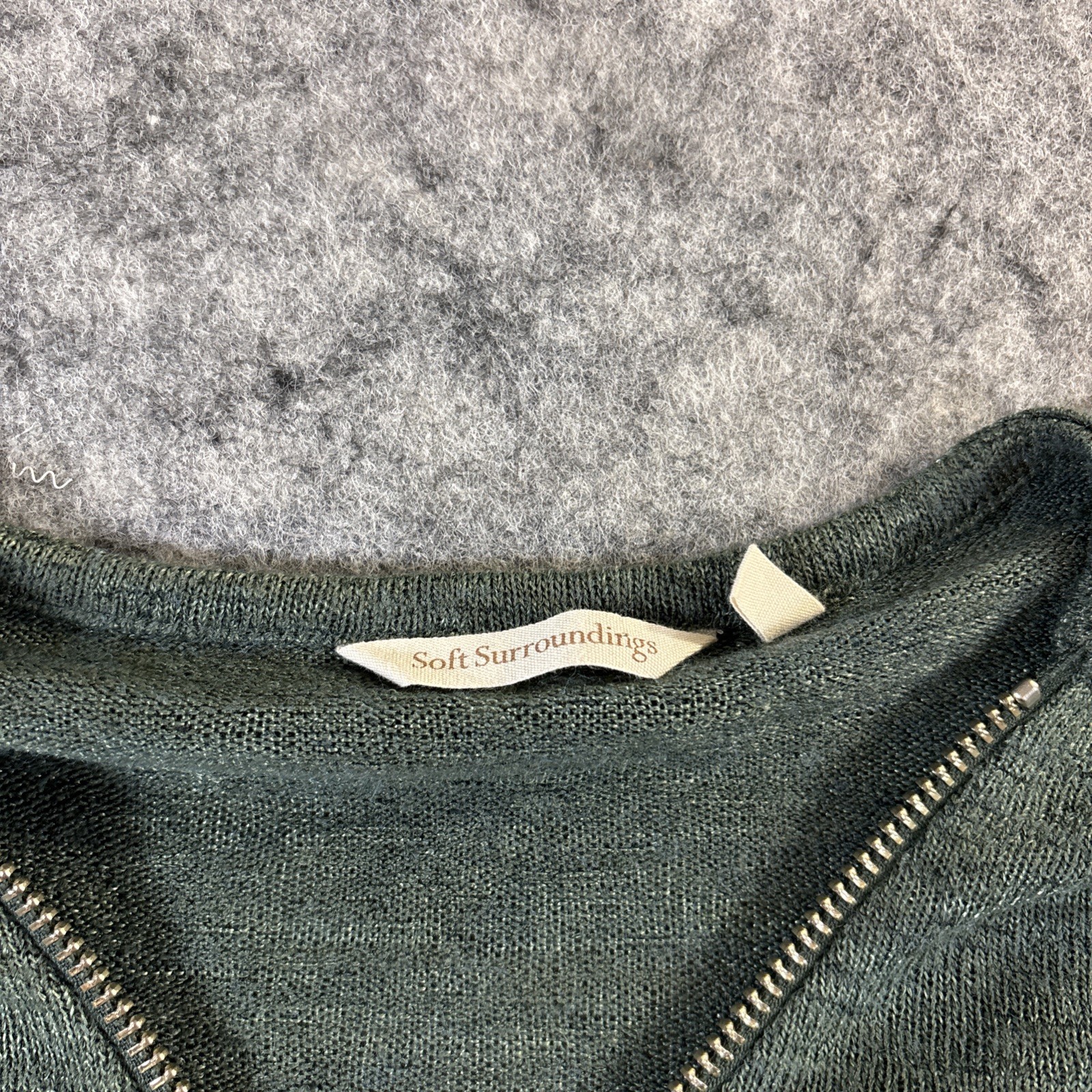 Soft Surroundings Knit Pullover Top Women’s 3X Green Henley 1/4 Zip Lagenlook