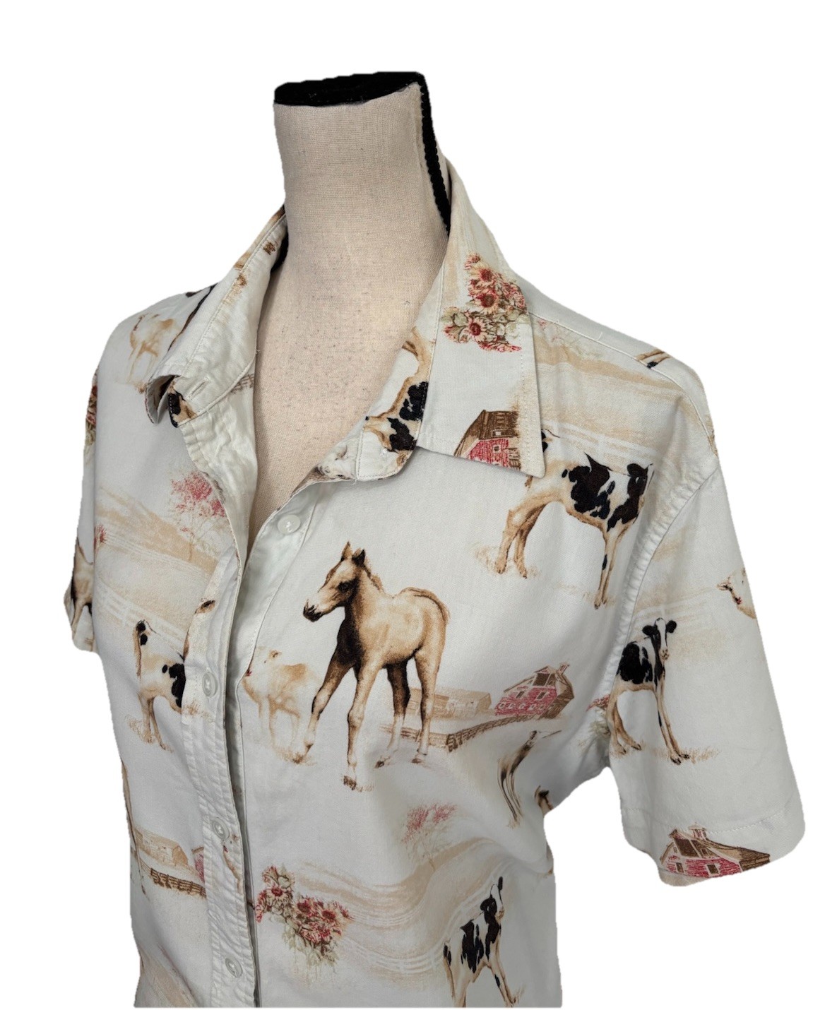Bit & Bridle Farm Animals Cowgirl Shirt Button Up Rodeo Horse Western XXL