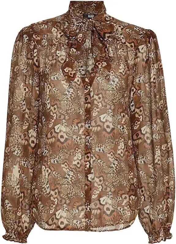 PAIGE MARCELA SILK CHIFFON BLOUSE BUTTERFLY PRINT CINNAMON MULTI SMALL NWOT