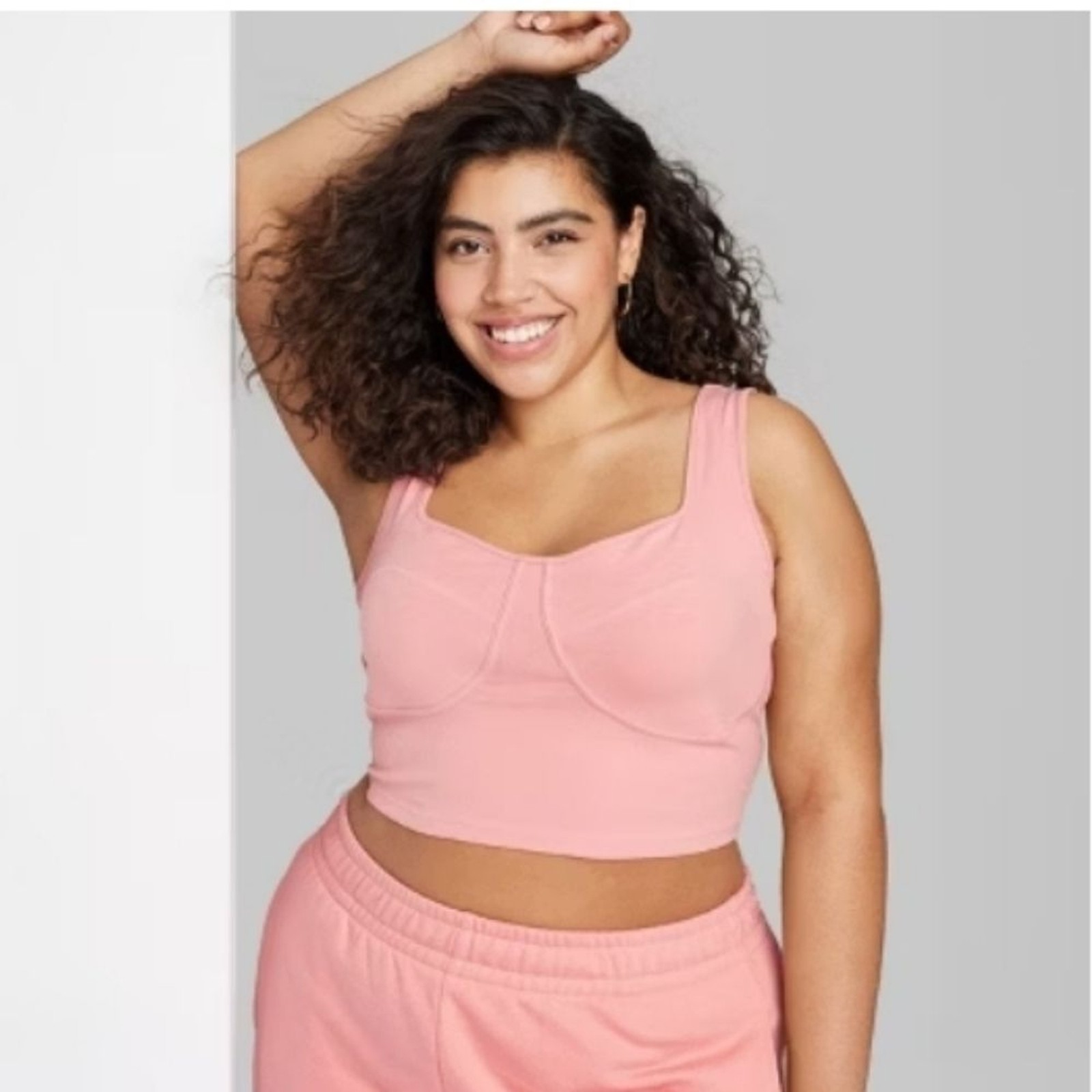 Wild Fable NWT 2X Coral Pink Cotton Bustier Cropped Tiny Tank Top