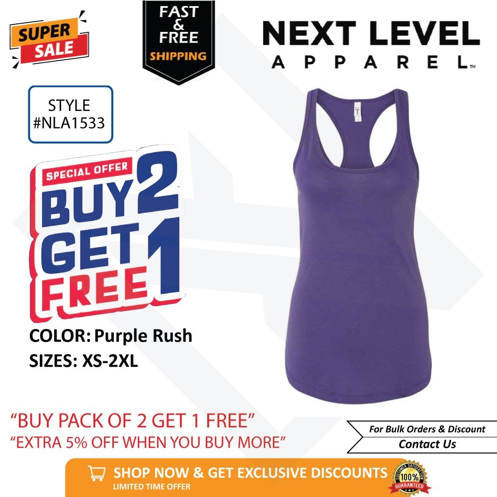 Next Level 1533 Women’s Ideal Racerback Tank Top Blank Plain Buy 2 Get 1 Free