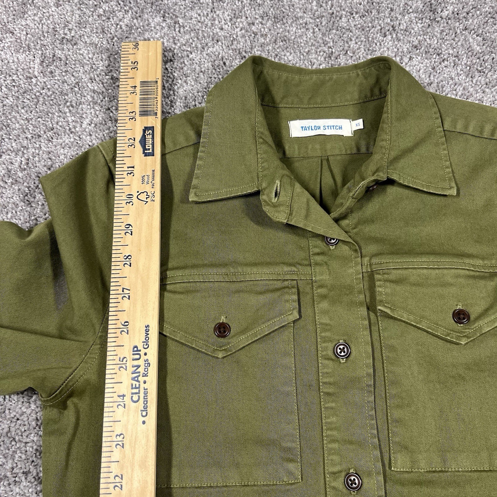 Taylor Stitch The Trench Shirt Dress XS Military Utility Army Green Cotton Top