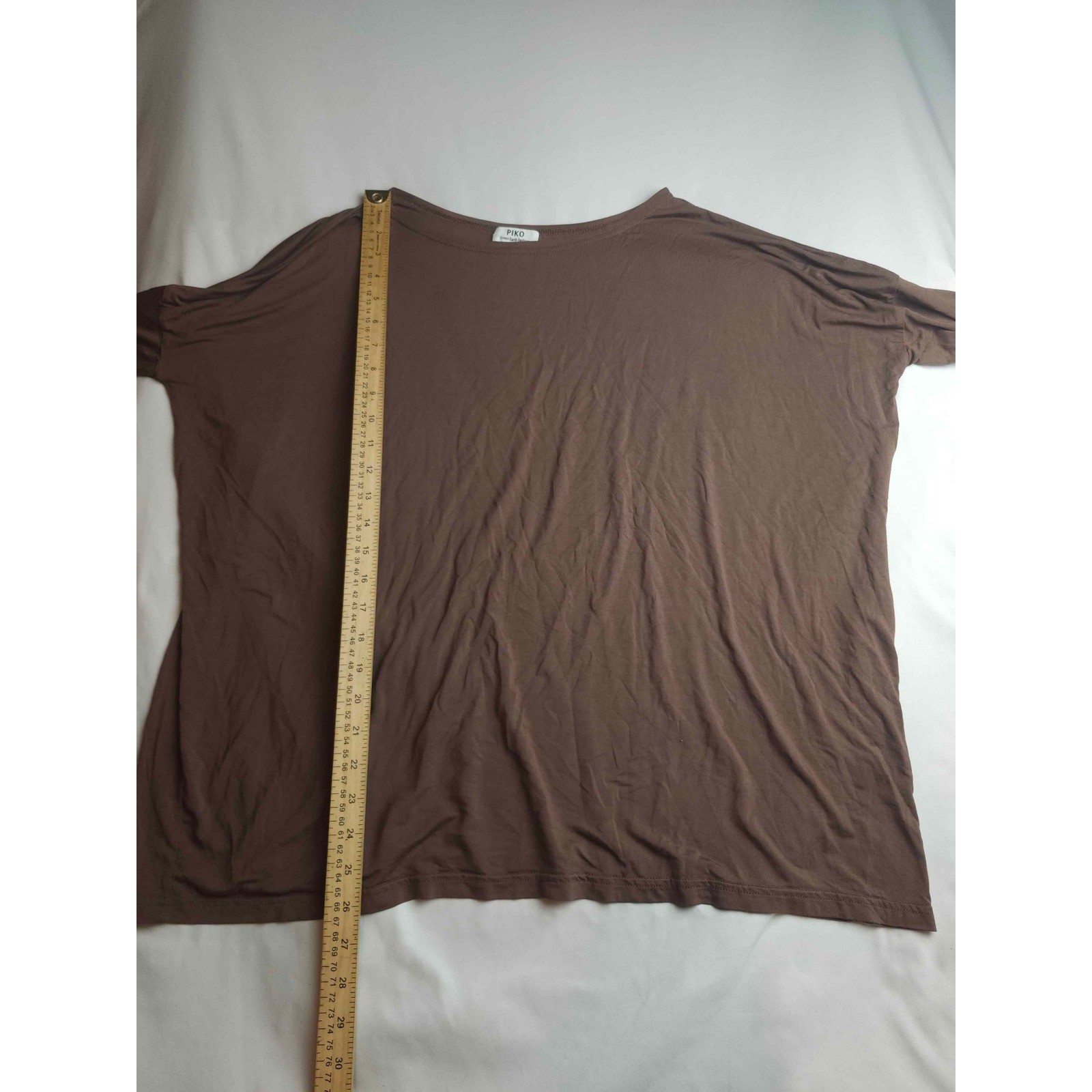 Piko Green Earth Fashion Brown Bamboo Spandex Oversized Long Sleeve Top Medium