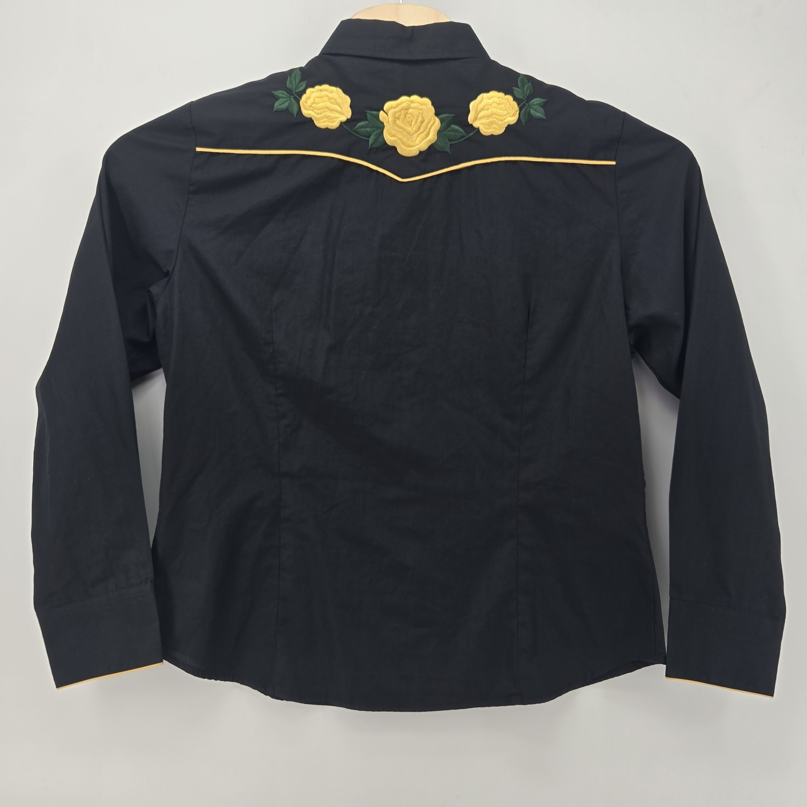 Vintage Roper Western Pearl Shirt Floral Yellow Rose Cowboy Rodeo Rockabilly XL