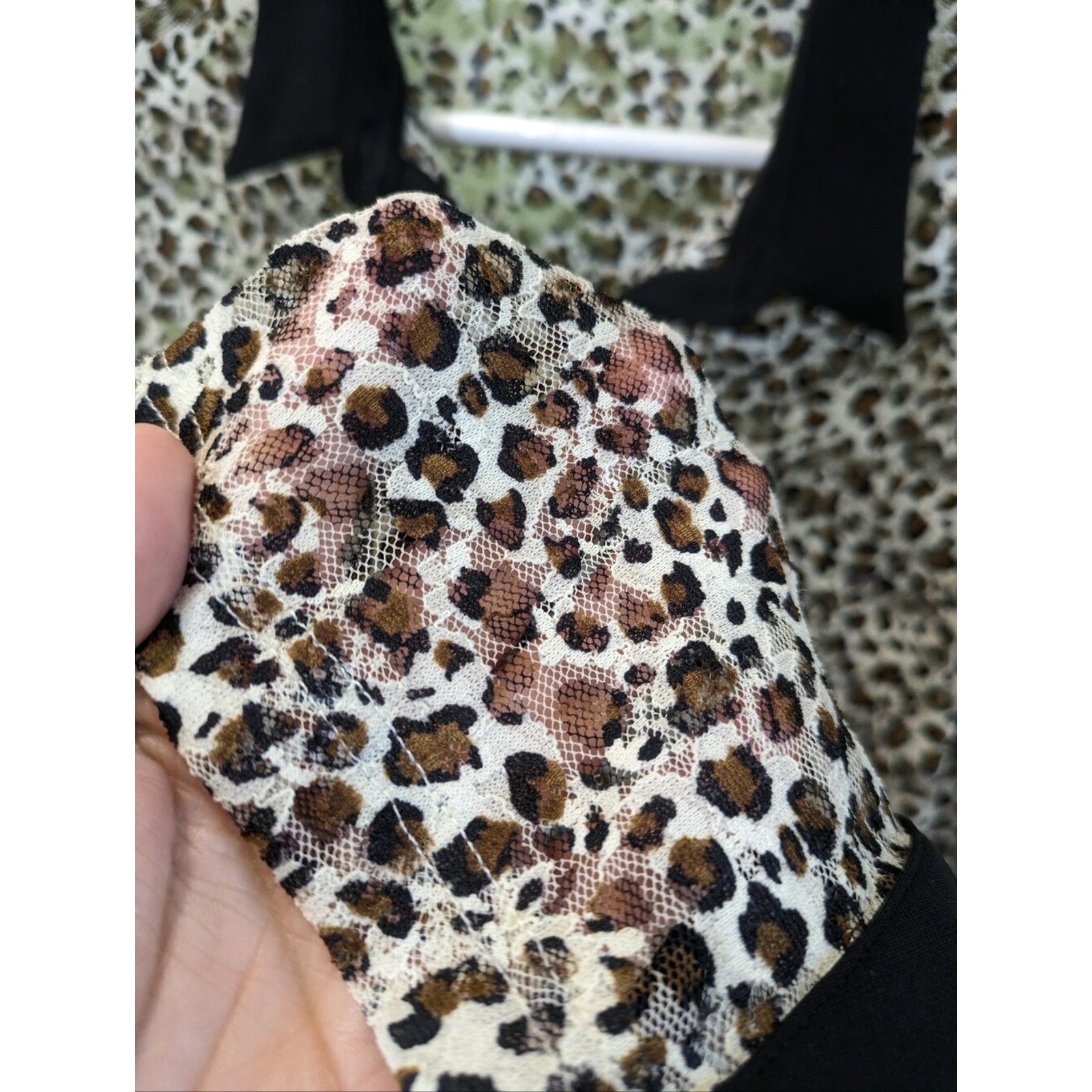 Anne Fontaine Pyla Blouse US 6 EU 40 Cheetah Print Mesh Black Sheer Button Top