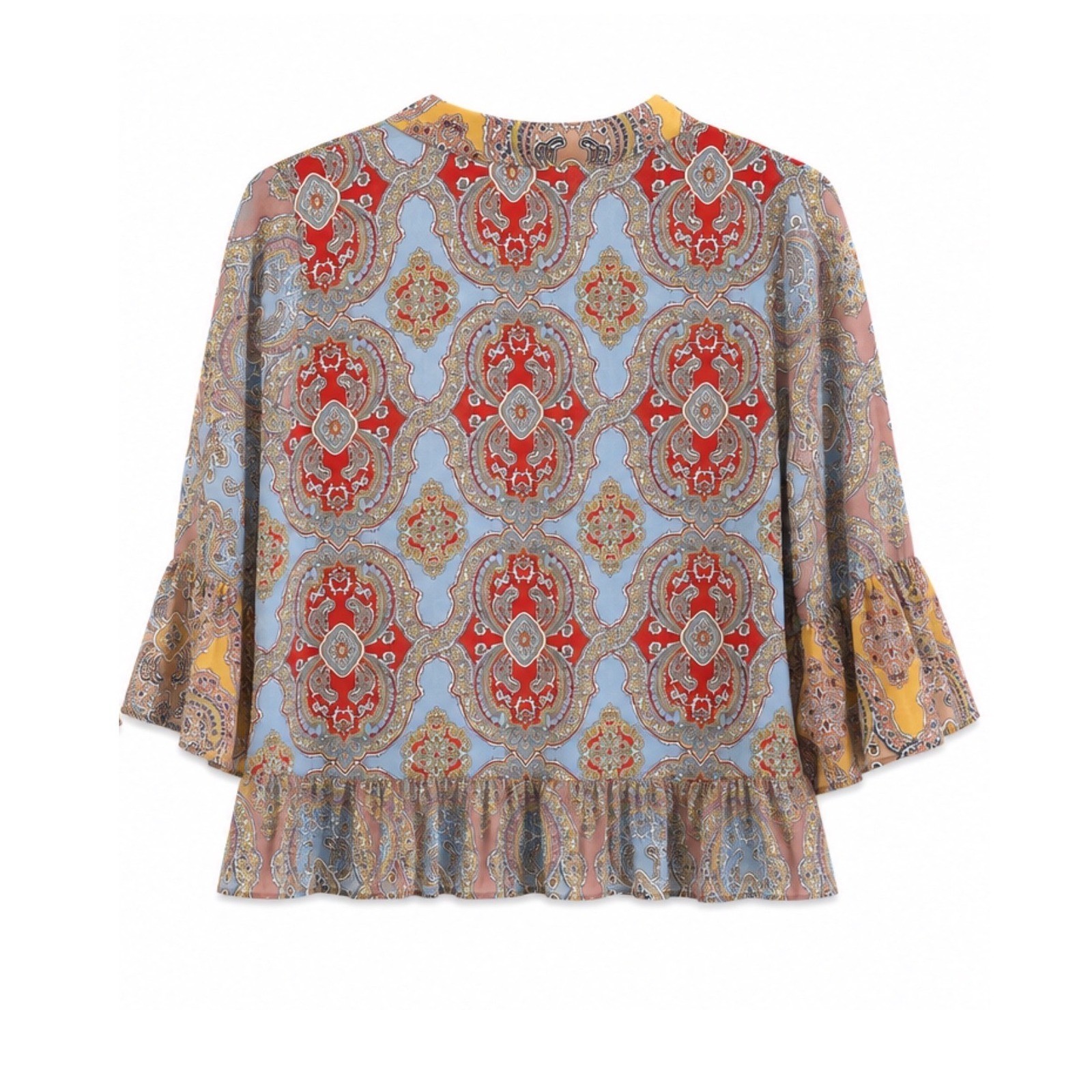 Cato Plus Sportswear Wild Prairie Allure Paisley Blouse 18/20W Boho Bell Sleeve