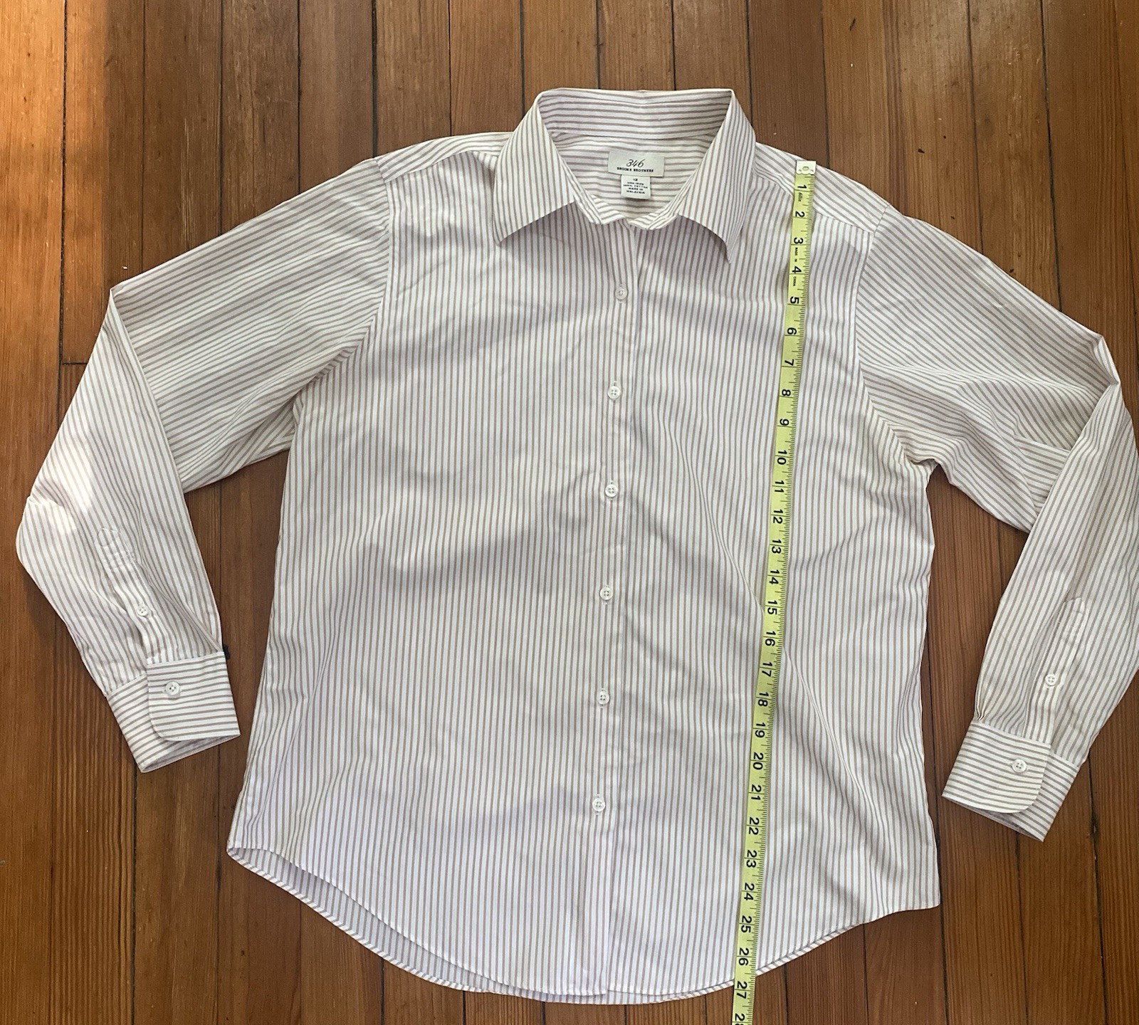Brooks Brothers 346 Women’s Brown And White Striped Button Down Shirt Size 12