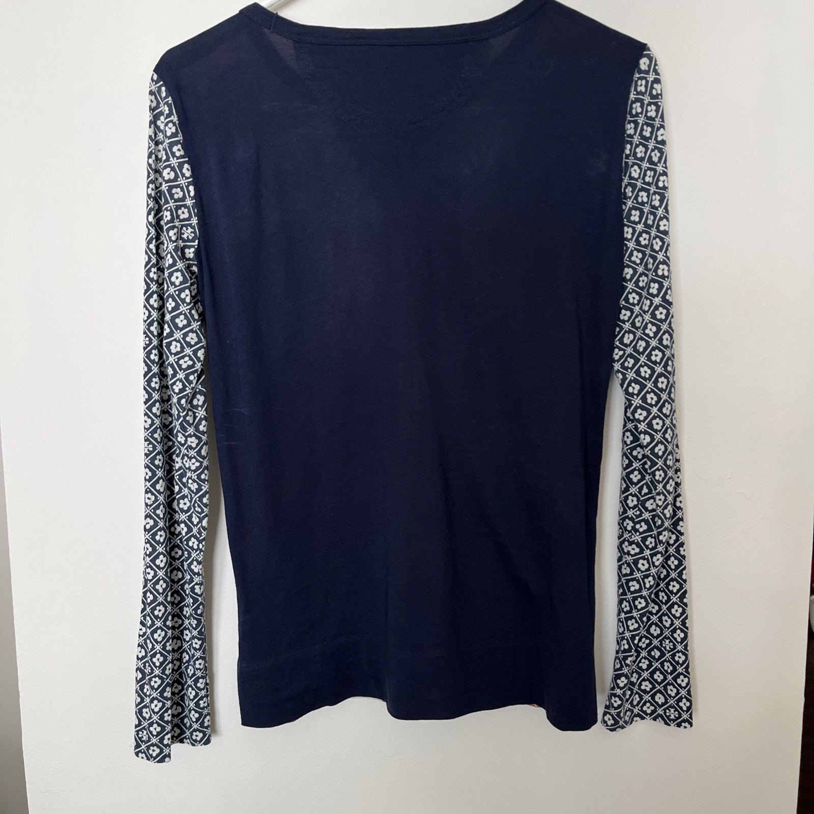 Tory Burch Floral Print Top Blouse Women’s S Long Sleeve Pima Cotton Preppy NEW