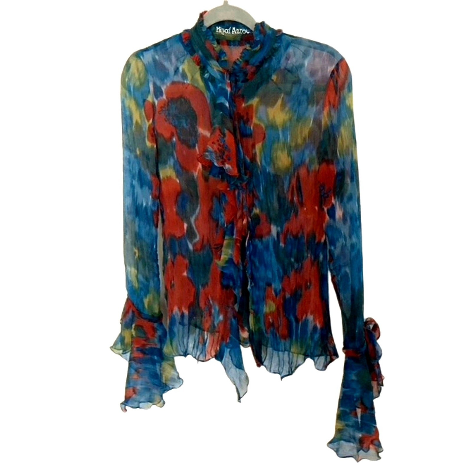 Yigal Azrouel 100% Silk, Sheer Color Splash Blouse