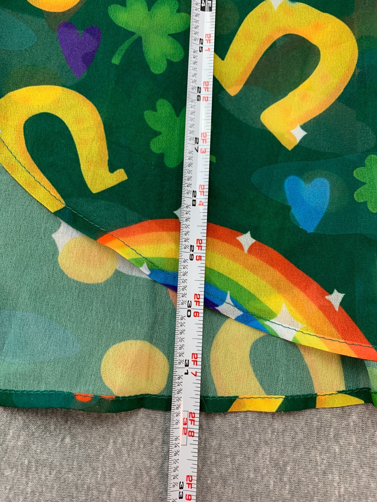 St. Patricks Kimono Topper Womens L Green Luck Rainbows Artsy Soft Loose