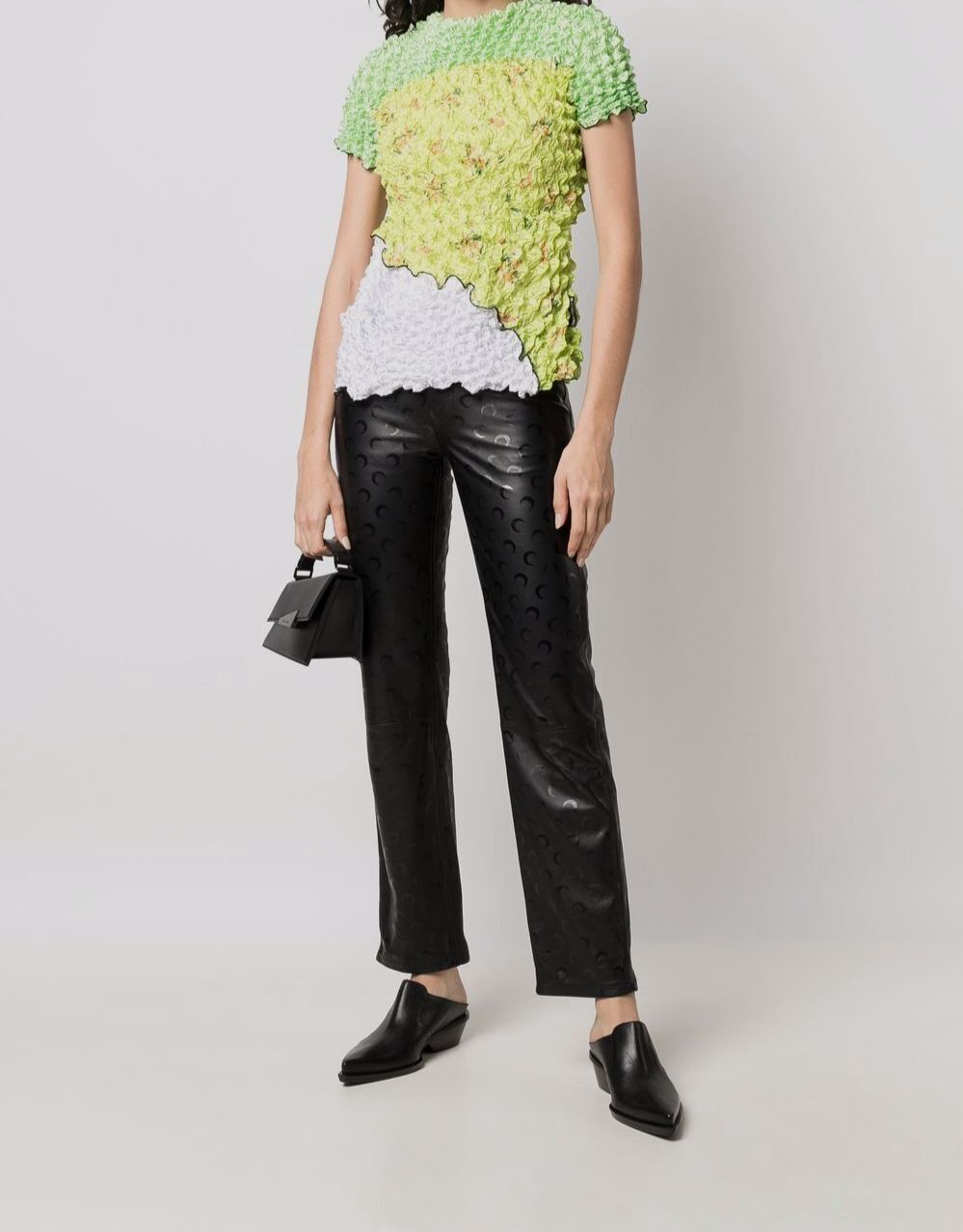$895 Marine Serre Women’s Green Popcorn Knit Short Sleeve Top Size 40