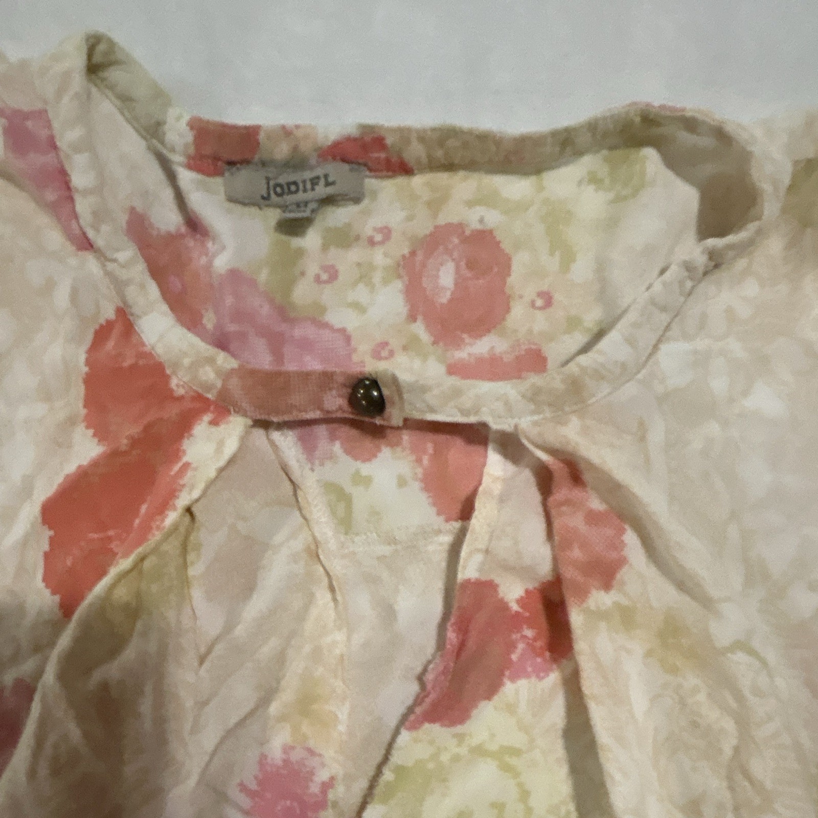 Jodifl Girls Size M Floral Long Sleeve Dress Ivory Pink Green Orange