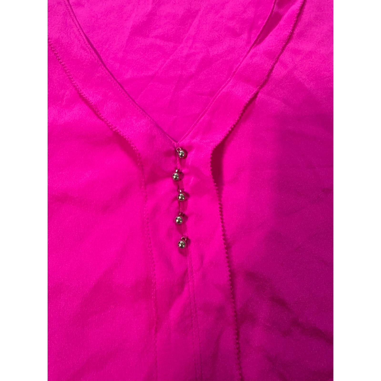 Trina Turk Lodi Hot Pink Silk Crepe de Chine 100% Silk Blouse Gemini XS NEW