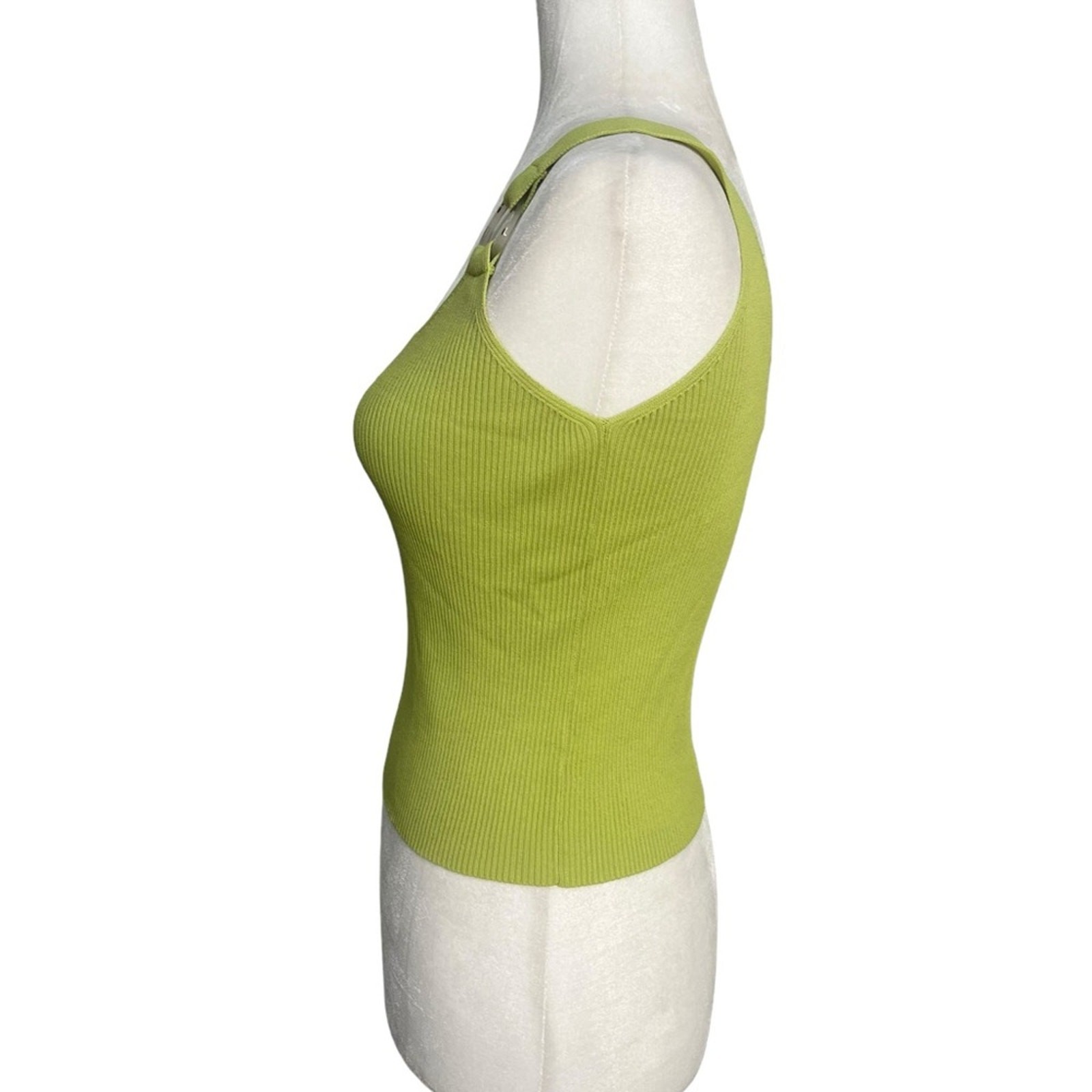 NWT CIDER Olive Green Ring Detail Ribbed Knitted Top Women’s Size Small