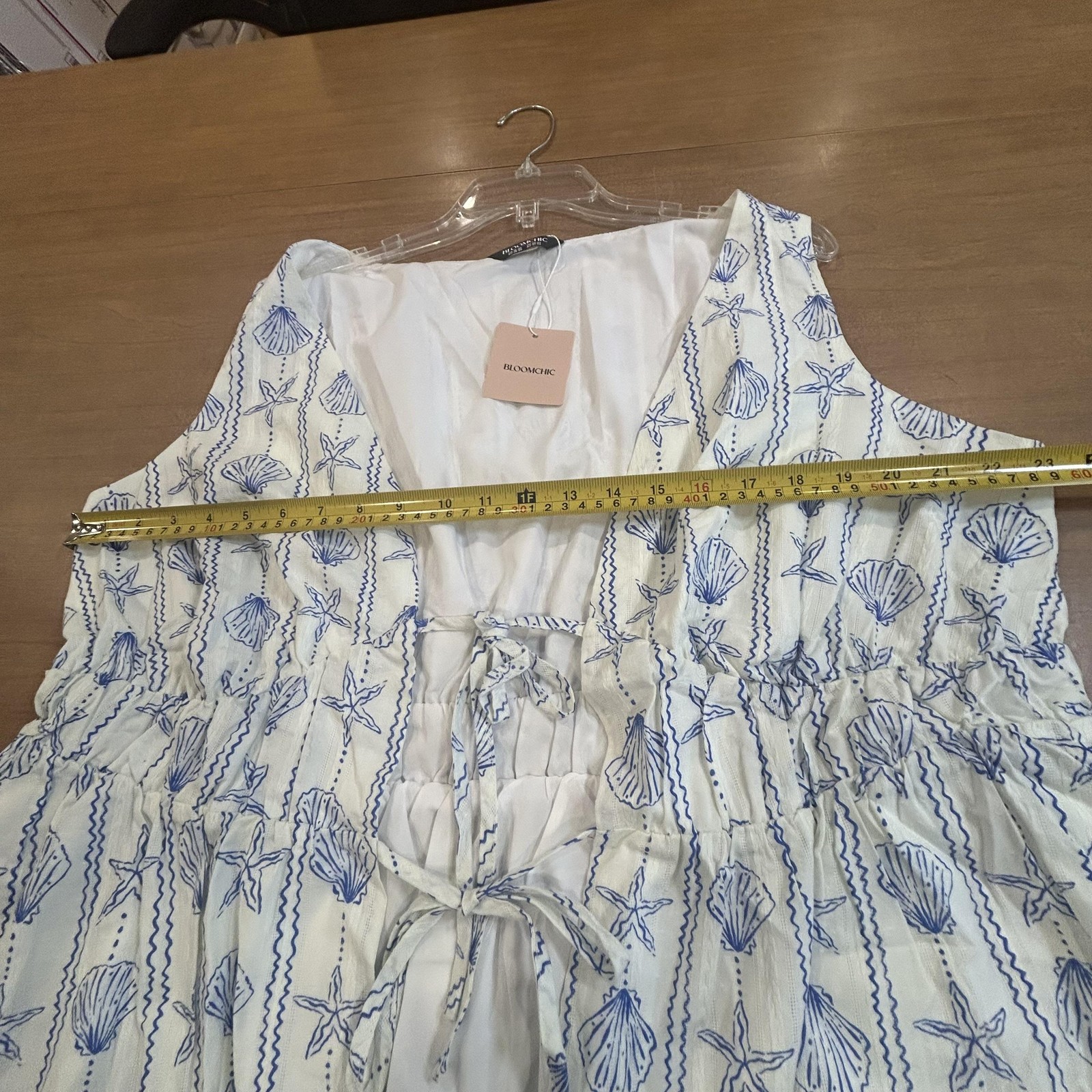 Bloomchic Tunic Shirt Womens 18-20 White Seashell Starfish Tie Waist Lined