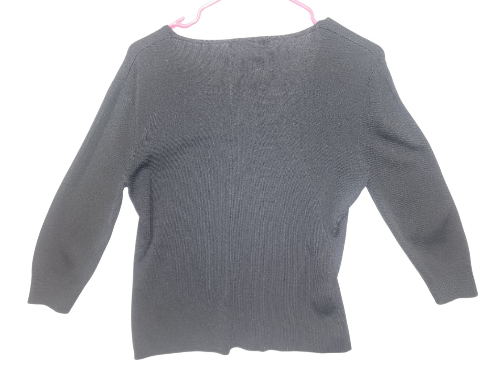 Joseph A. Womens Black Knit Top XL 3/4 Sleeve Stretch Lightweight Classic
