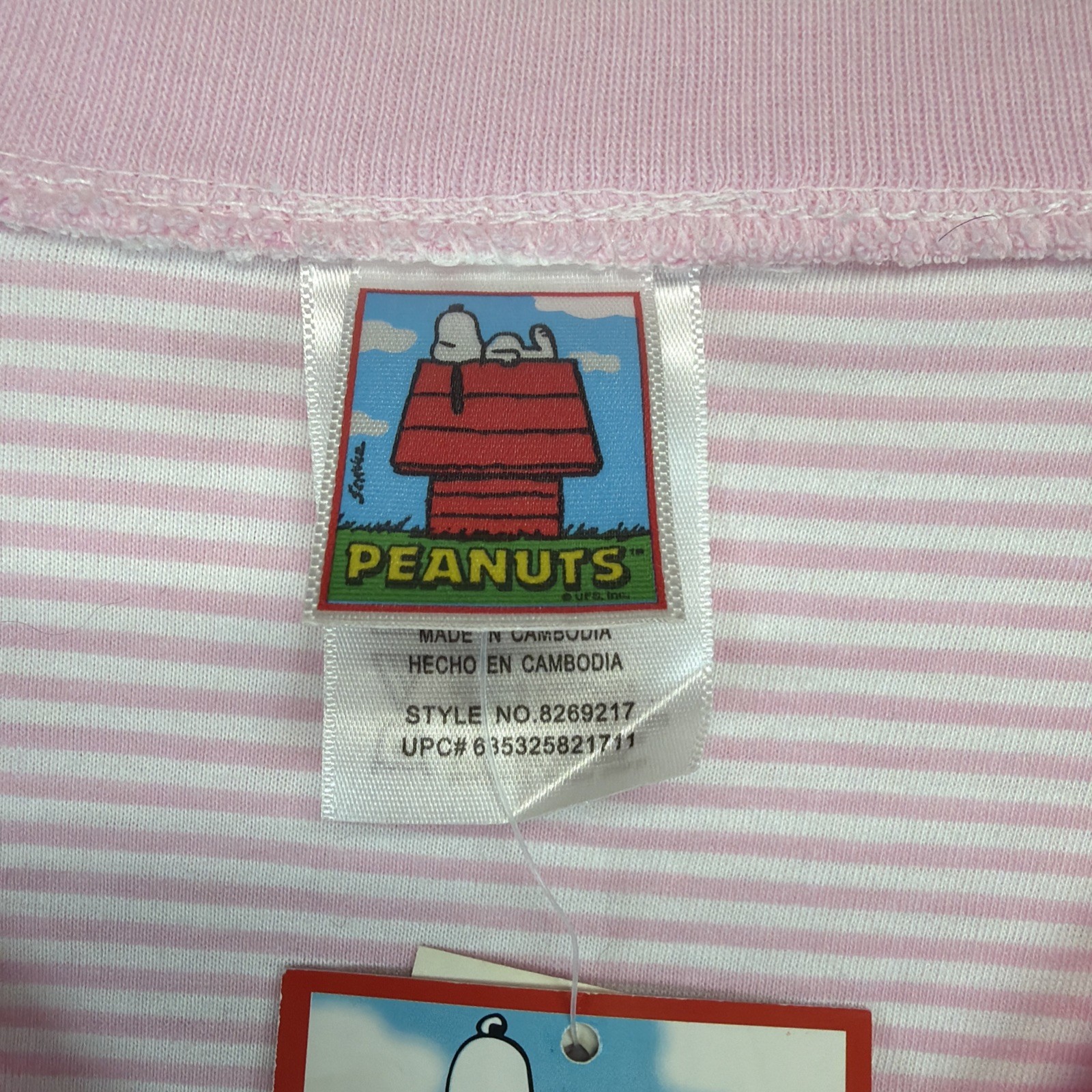 Snoopy Peanuts Pocket Tee NWT Pink Stripe V Neck Women’s XL