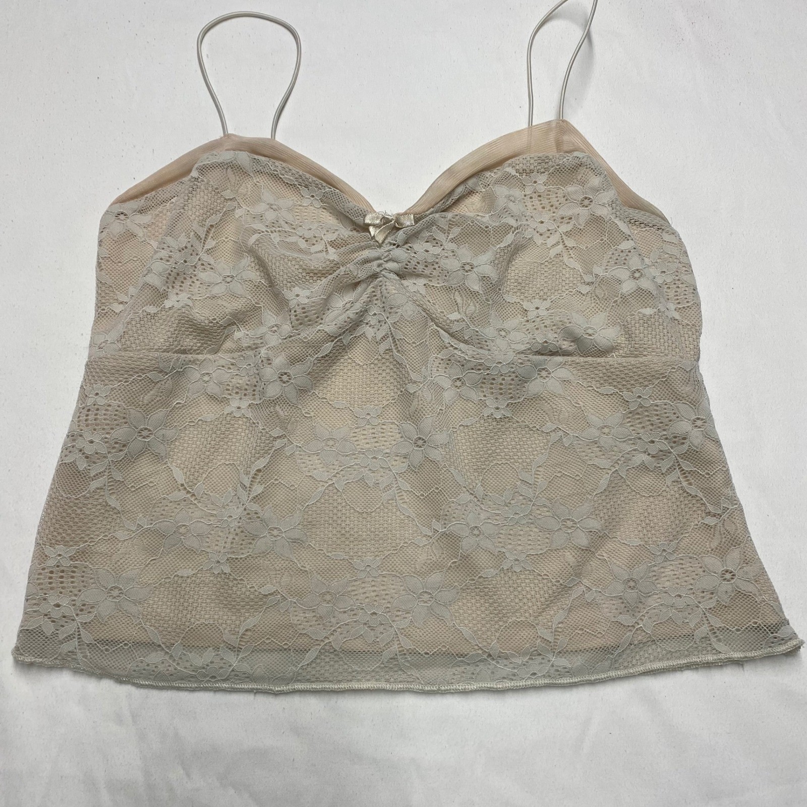 Wild Fable Cream Floral Lace Cami Top Sweetheart Bow Spaghetti Strap Medium