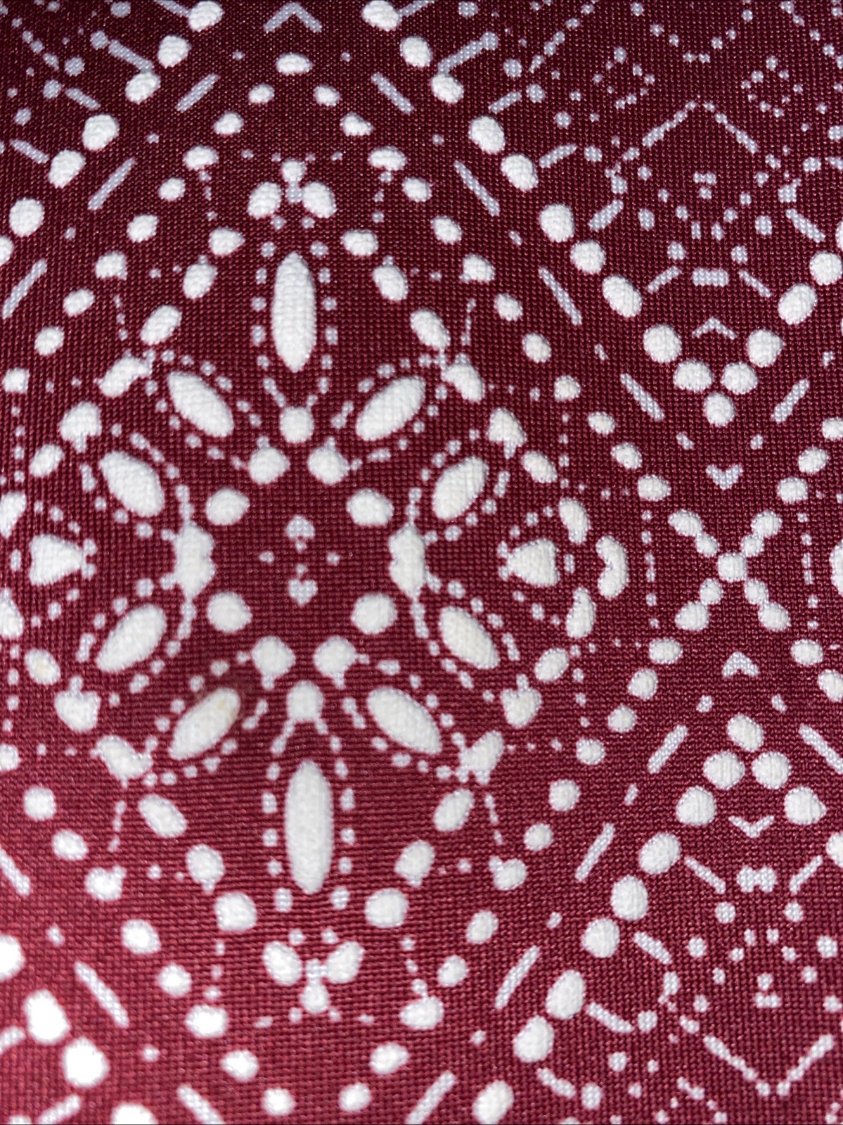Ruby Rd Burgundy White Geometric Textured Large Tunic Top 3/4 Sleeve Stretch
